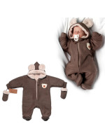 Oteplená pletená kombinéza s rukavičkami Teddy Bear, Baby Nellys, hnedá, veĺ. 68