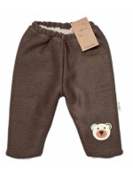 Oteplené pletené nohavice Teddy Bear, Baby Nellys, dvojvrstvové, hnedé, veľ. 80/86