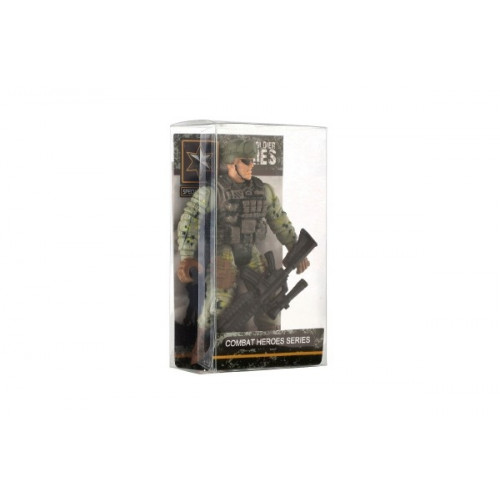 Vojak figúrka so zbraňou plast 10cm mix druhov v plastovej krabičke 6x11x3cm 24ks v boxe