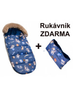 Detský fusak maxi PREMIUM Kosmos, sivo/modrý 110x50cm + rukávník zadarmo