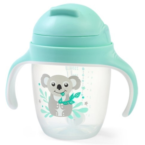 Nekvapkajúci hrnček so zaťaženou slamkou BabyOno, 240 ml, mätový