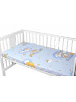 Prestieradlo do postieľky 140x70cm, bavlna, Premium, Medvedík na rebríku, modré