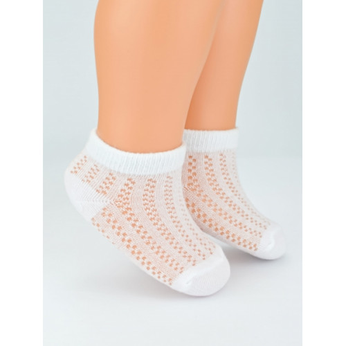 Dojčenské žakárové ponožky so vzorom, biele