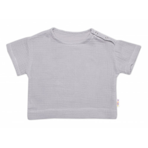 Detská letná mušelínová 2D sada tričko kr. rukáv + kraťasy, sivé