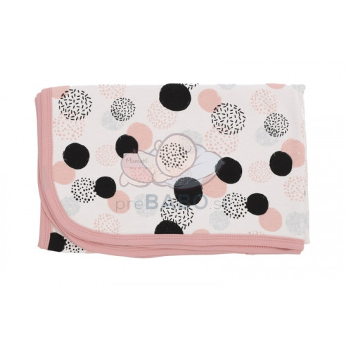 Detská obojstranná bavlnená deka, Mamatti 80 x 90 cm, Balls, růžová/biela