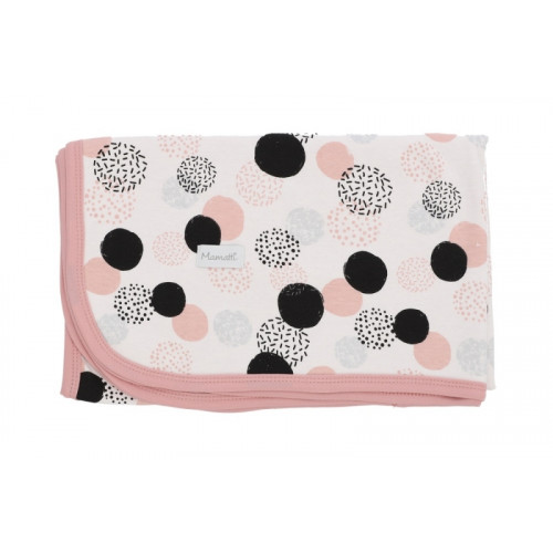 Detská obojstranná bavlnená deka, Mamatti 80 x 90 cm, Balls, růžová/biela