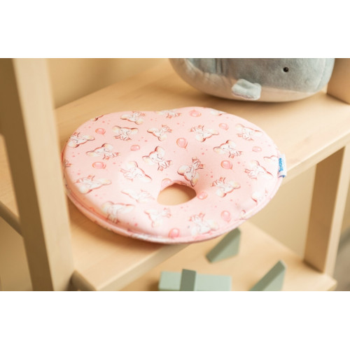 Ergonomický, tvarujúci vankúšik pre bábätko - Slony v ružovej