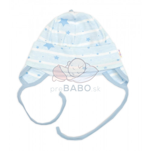 Čiapočka na zaväzovanie, bavlna, Baby Stars, pastel blue, veľ. 74/80