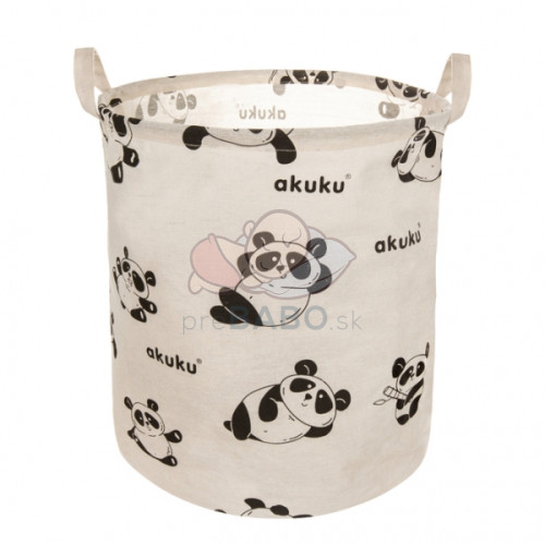 Kôš na hračky, uzatvárateľný, bavlna, Panda - béžový, 43L