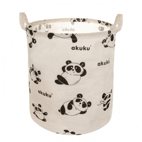 Kôš na hračky, uzatvárateľný, bavlna, Panda - béžový, 43L