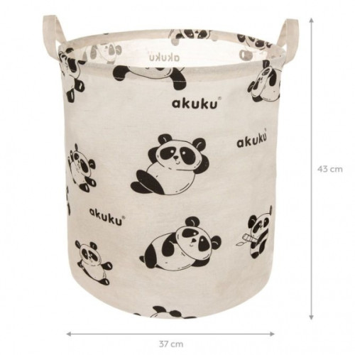 Kôš na hračky, uzatvárateľný, bavlna, Panda - béžový, 43L