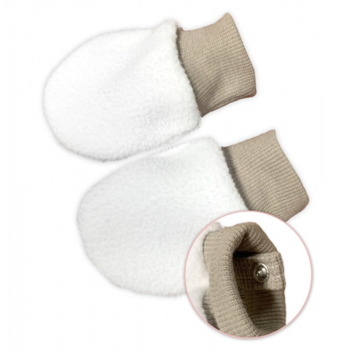 Bavlnený oteplený overálok s kapucňou, rukavičky, topánky, 3D sada Nature - taupe