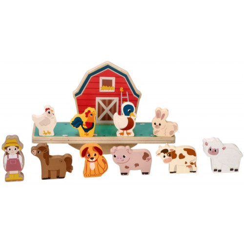 Drevená balančná hra, puzzle - Farma so zvieratkami