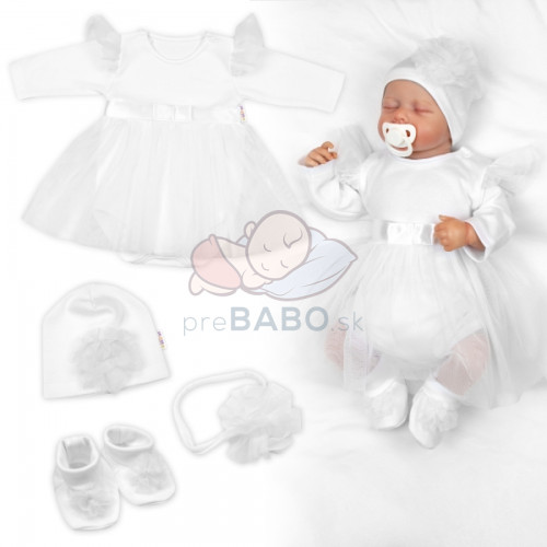 Luxusná 4D slávnostná sada pre bábätko Girl - biela