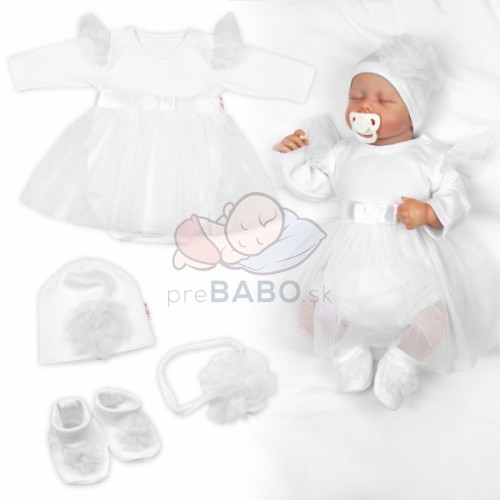 Luxusná 4D slávnostná sada pre bábätko Girl - biela, veľ.74