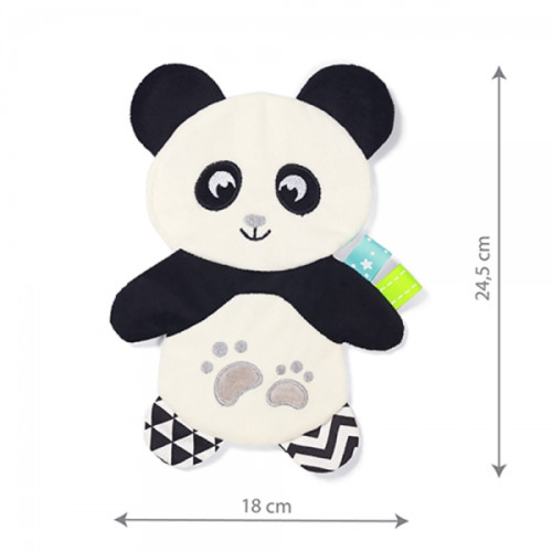 Plyšová hračka/prítulníček, šuštiaca PANDA POLLY, krémová/čierna