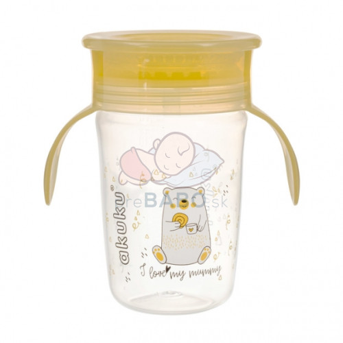 Nevylievajúci hrnček s úchytmi, I love mum Mummy 240 ml, transparentný/žltý