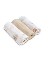 Mušelínové mäkké plienky LUX, 3ks, Bear, biela/béžová
