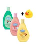 Výhodné balenie - Detský šampón a sprchový gél 2v1 Jahoda, banán, melón - 3x250ml + darček
