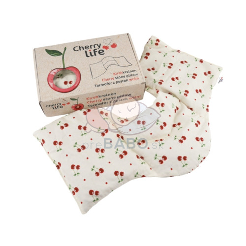 Ramenný nahrievací pás s čerešňovými kôstkami, termofor -  Cherry life, ecru