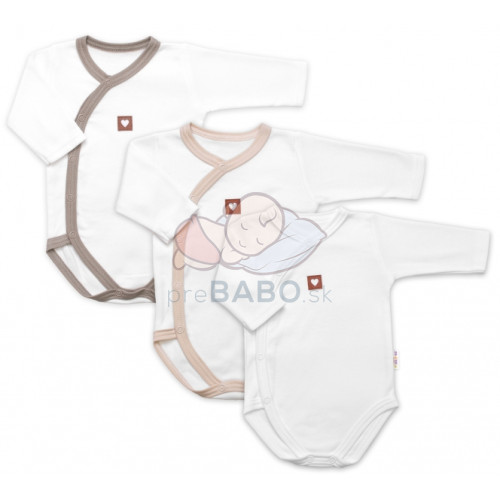 Rastúca výhodná sada, 3x Body pre bábätko Nature - béžová/taupe/biela