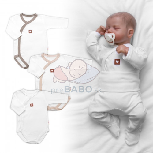 Rastúca výhodná sada, 3x Body pre bábätko Nature - béžová/taupe/biela, veľ. 56/62