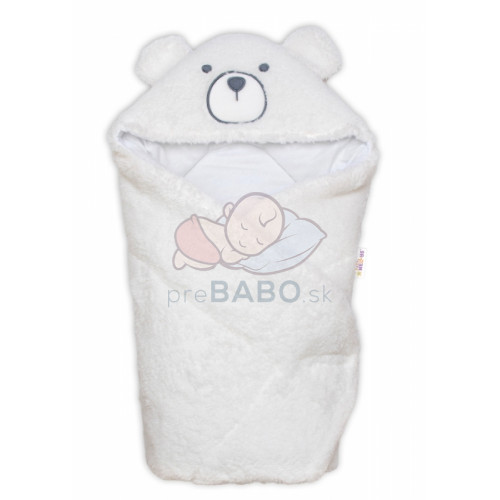Baránková zavinovačka s kapucňou bavlna / baránok, Teddy Bear - biela/smotana