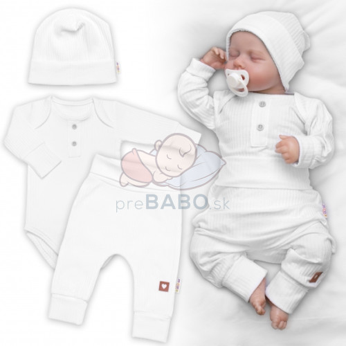 Rebrovaná rastúca súprava 3D, Baby Boy - biela