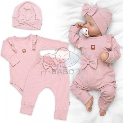 Rebrovaná rastúca súprava 3D, Baby Girl - pudrovo rúžová