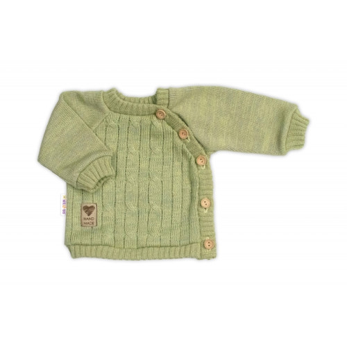 Rastúci pletený svetrík a nohavice s vreckom Hand Made 2D, Nature - olivová, 68/74