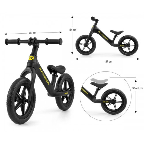 Detské odrážadlo/bicykel Ranger Flash svietiace disky - čierna