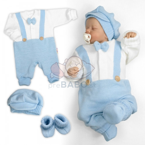 Rastúci pletený overálok 3D Hand Made malý Elegan - sv. modrý, biela