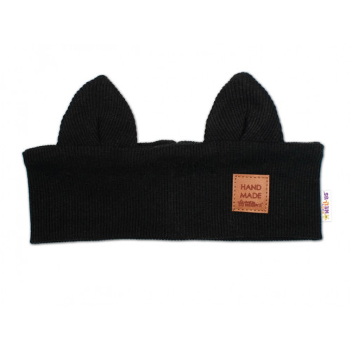 Čelenka Cat s úškami pre deti Hand Made - čierna, 1-3 rokov