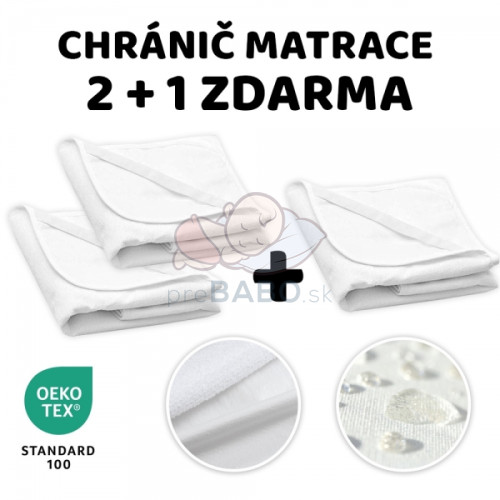 Chránič matraca do postieľky BASIC 2+1, 120x60cm, nepremokavý - biely