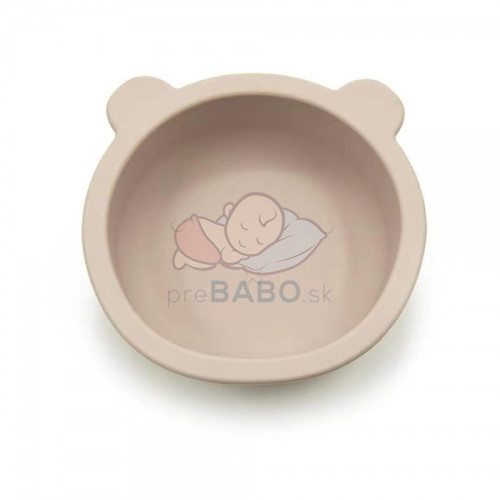Silikónová miska s prísavkou Medvedík, priemer 12 cm - svetlo béžová