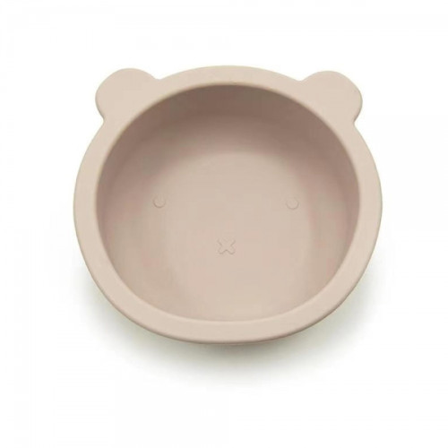 Silikónová miska s prísavkou Medvedík, priemer 12 cm - svetlo béžová