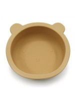 Silikónová miska s prísavkou Medvedík, priemer 12 cm - horčicová
