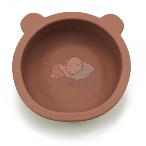 Silikónová miska s prísavkou Medvedík, priemer 12 cm - hnedá