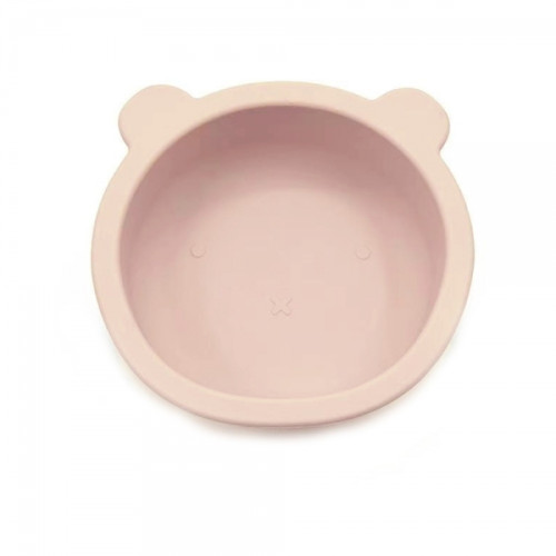 Silikónová miska s prísavkou Medvedík, priemer 12 cm - púdrová