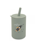 Silikónový hrnček so slamkou Raketa, 150 ml - šedý