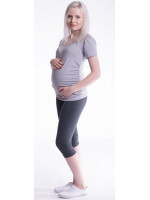 Be MaaMaa Tehotenské farebné legíny 3/4 dĺžky - tm. béžová, veľ. XXL