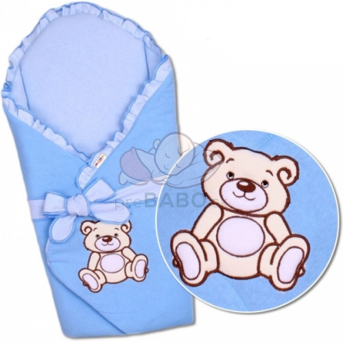 Zavinovačka s výztuží Baby Nellys - Medvídek Teddy - jersey - modrá