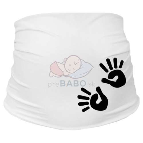 Tehotenský pás s ručičkami - biely, Be MaaMaa, vel. L/XL