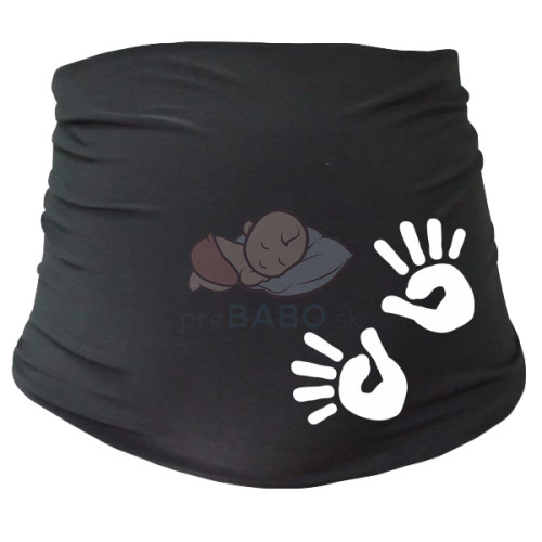 Tehotenský pás s ručičkami - čierny, L/XL, Be MaaMaa