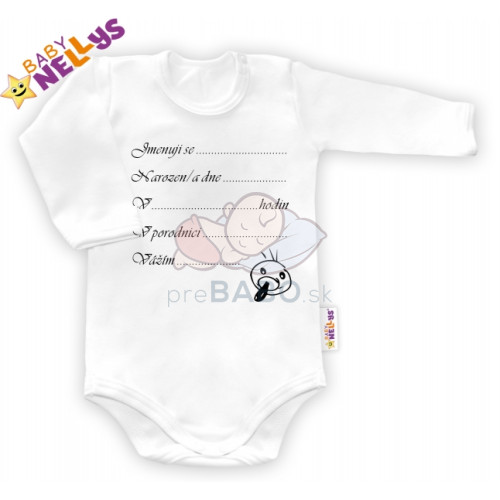 Body dl. rukáv vel. 86, Baby Nellys ® - biele - Narodil som sa ...