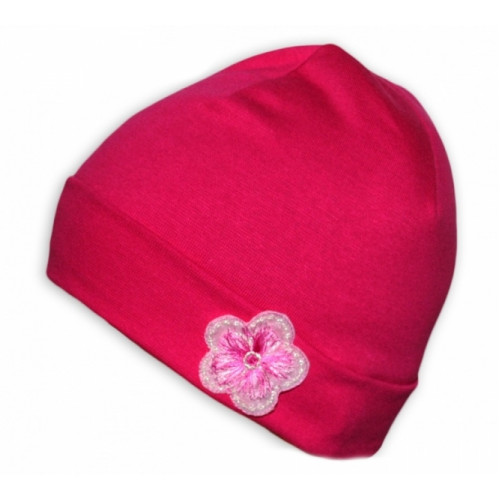 Bavlnená čiapočka Baby Nellys ® - Ružová s kytičkou
