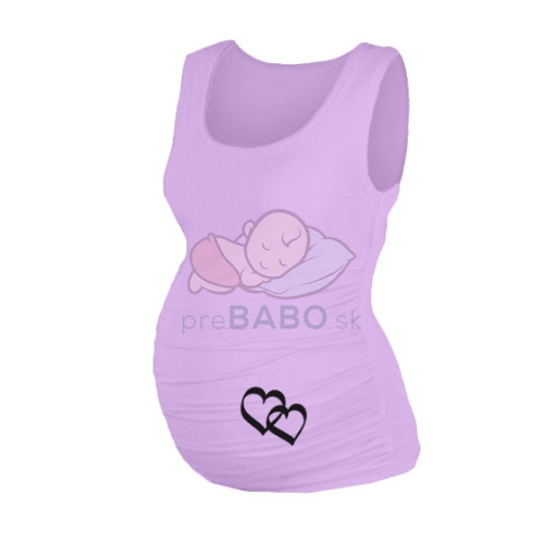 Be MaaMaa Top, tielko Dana s potlačou srdiečok - lila, vel´. L/XL