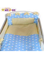 Baby Nellys Mantinel s obliečkami Mašlička - Bubble sv.modré / jemne béžovej prúžky