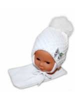 BABY NELLYS Zimné čiapky / čiapočka Mašlička - biela