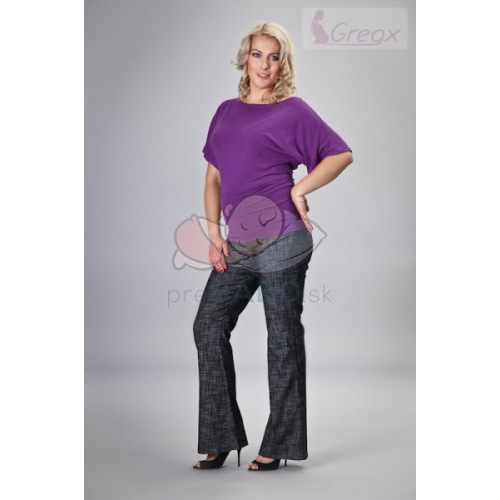 Gregx Elegantné tehotenské nohavice JEANS - čierny melír, veľ. L